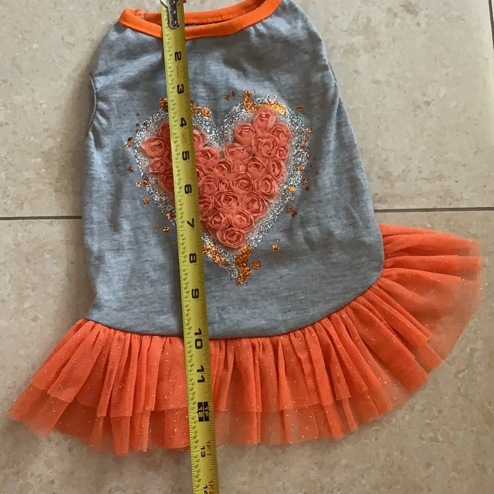 Dog heart dress with flowers